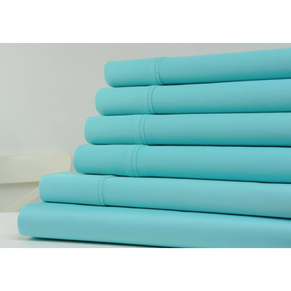 Kathy Ireland Home 1200 Thread Count Cotton Rich Bed Sheets 6 Piece Set - 6 Colors - Cal King / Aqua