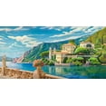 thumbnail image 2 of Galasso, Adriano 24x14 Gold Ornate Wood Framed with Double Matting Museum Art Print Titled - Villa sul lago, 2 of 4
