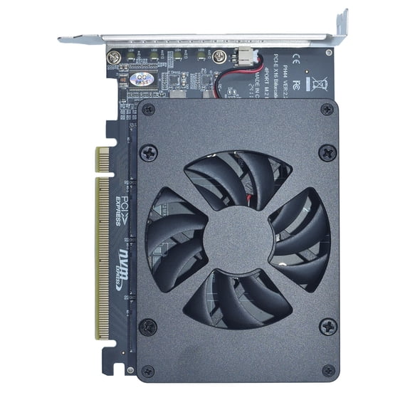 LetLinkSo M.2 PCIe Adapter x16 Gen4 for 4 Ports M2 SSDs, PCIe M.2 Expansion Card for 4 M.2 2280 2260 2242 2230 NVMe SSDs M Key with Advanced Cooling Ultra Quiet DC Brushless Fan