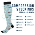 thumbnail image 2 of FORMRS Womens Knee High Socks Casual Long Thick Travel Daily Wear, 2 Pairs, Blue Trains Pattern, 2 of 6