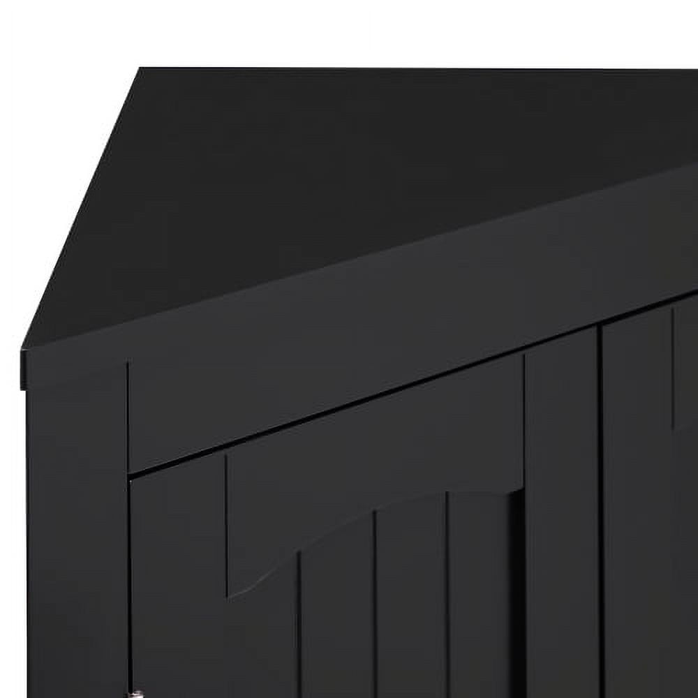 Floor Corner Cabinet, Freestanding Storage Cabinet with Double Door, Storage Cabinet for Living Room, Bathroom, Black
