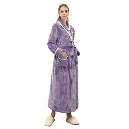 

Pajamas Winter Warm Long Bathrobe Homewear Sleepwear Long Sleeve Robe Coat For Men Women Pajamas