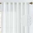 thumbnail image 1 of Curtainking Linen Curtains White Curtains with Lace Trim for Living Room 63 Inch Long Rustic Farmhouse Curtains Rod Pocket Semi Sheer Light Filtering Drapes Bedroom Window Curtain 2 Panels, 1 of 8