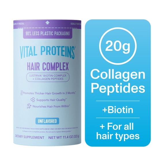 Vital Proteins Hair Complex Powder Vitamin Drink Mix for Women with 10,000mcg Biotin Vitamins, 11.4 oz
