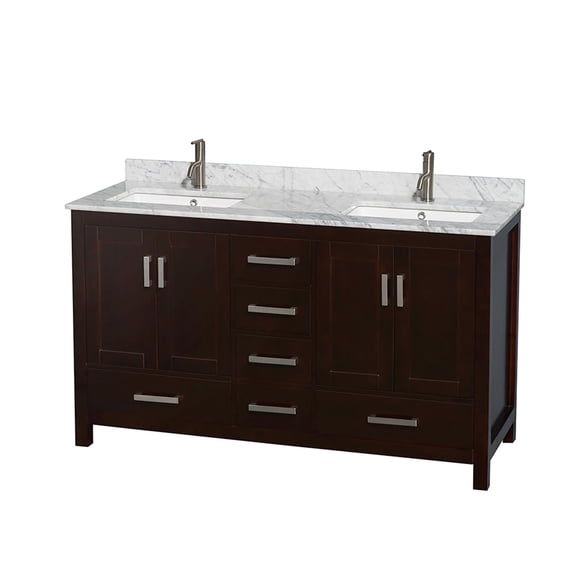 Wyndham Collection Sheffield 60" Wood & Metal Double Bathroom Vanity in Espresso