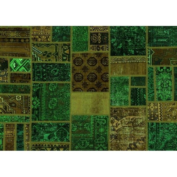 Ahgly Company Indoor Rectangle Oriental Green Modern Area Rugs, 7' x 9'