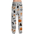 thumbnail image 4 of Boyscolos Halloween Pajamas Pumpkin Ghost Skeleton Drawstring Cozy Comfortable Skull Spooky Pj Pants Halloween Outfits Khaki 2XL, 4 of 5