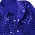 thumbnail image 6 of TiaoBug Kids Boys Sequin Shirt Jacket and Hat Bowtie Necktie Hip Hop Jazz Dance Disco Costume Blue 4-5, 6 of 7