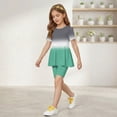 thumbnail image 4 of Grblisyd 1-13Y Tween Girl Clothes 2 Piece Short Sleeve Gradient Ruffle Hem Top and Biker Shorts Teen Girl Summer Outfits Short Set, 4 of 6