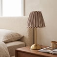 thumbnail image 7 of Lypsnake Fabric Striped Table Lamp, Pleated Brown Striped Lampshade Desk Lamp with Battery& USB Rechargeable, Rechargeable Decorative Bedside Lamp Night Light for Bedroom Living Room Side Table Decor, 7 of 7