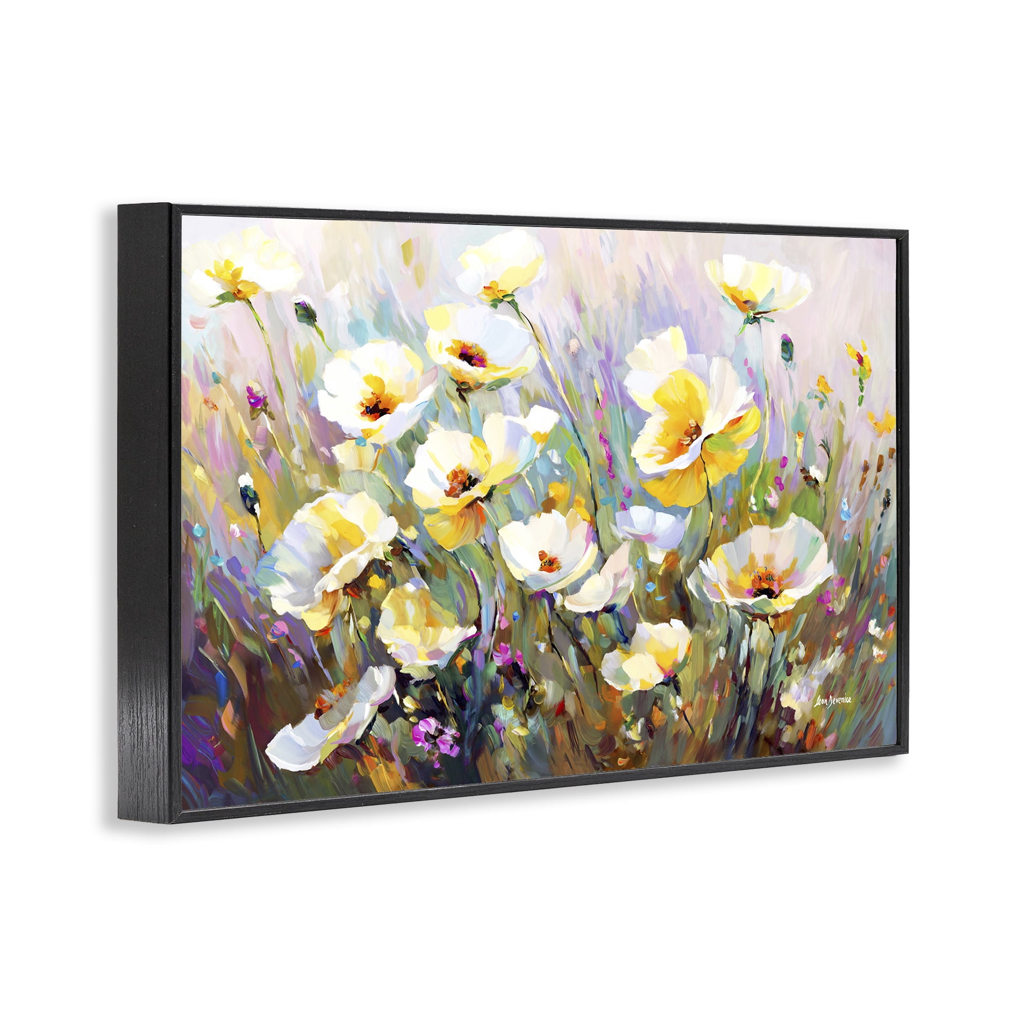 Stupell Industries Sunlit Petals Embrace Botanical & Floral Painting Black Framed Art Print Wall Art, 24 x 16
