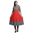 thumbnail image 1 of Bimba Light Gray2 Geometric Triangle Indian Kurtis For Women Party Wear Anarkali Kurta Printed Long Maxi Dress Large, 1 of 5