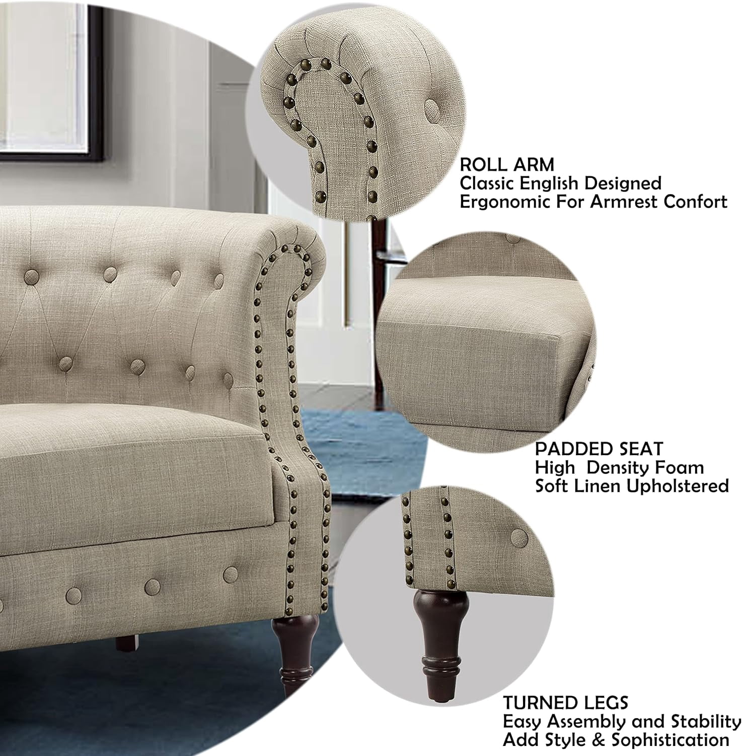 Shengchao Trade Loveseat Sofa for Living Room - Long Couch in a Box, Love Seat for Small Area, Couches for Living Room