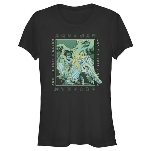 Junior's Aquaman and the Lost Kingdom Topo Square  Graphic Tee Black 2X Large