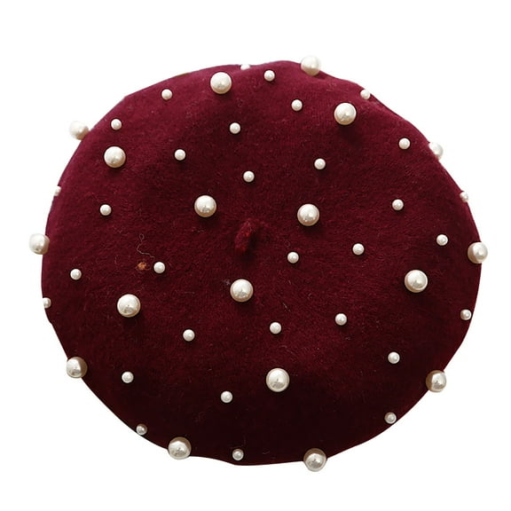 Seductiva Bomber Hats Women Beret Pearl Elegant Sweet Artist French Style Beret Beanie Cap