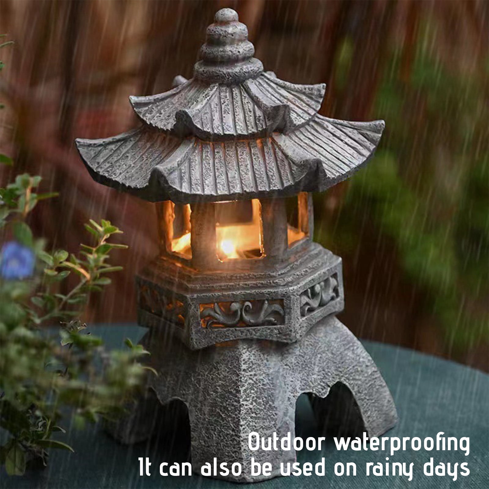 Harpi Solar Garden Lights - Pagoda Garden Statues Outdoor Decor, Solar Powered Statue Lights, Yard Art Sculptures, Zen Landscape Lighting, Asian Decor for Backyard, Gifts for Women Mom