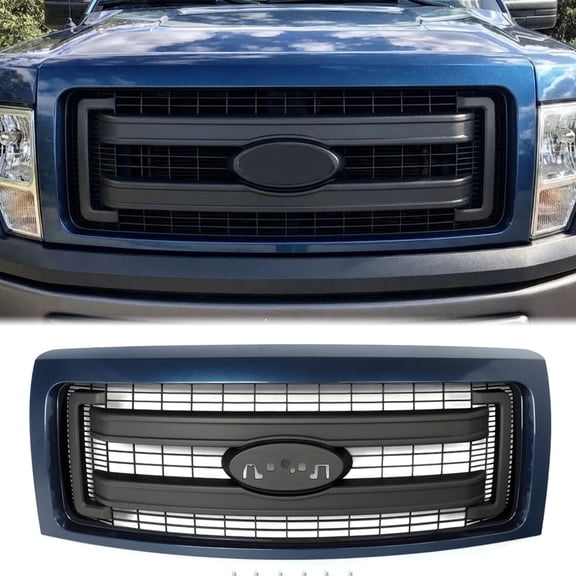 For 2009-2014 Ford F-150 F150 Blue Jeans Metallic XLT Style Front Bumper Grille Grill