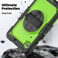 thumbnail image 6 of Allytech Rugged Case for Samsung Galaxy A9 8.7" SM-X110 X115 X116, Build in Screen Protector Hybrid Heavy Duty Shockproof Protective Rotating Stand Bumper Kids Friendly Shoulder Strap - Lime, 6 of 8