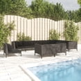thumbnail image 1 of vidaXL 10 Piece Garden Lounge Set with Cushions Poly Rattan Dark Grey, 1 of 4