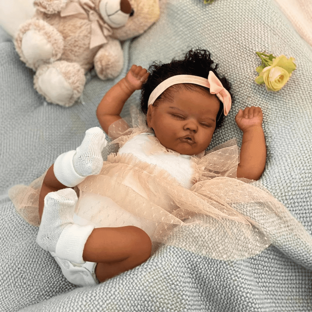 Reborn Baby Dolls Black - 18 Inch African American Handmade Realistic Newborn Baby Doll, Real Baby Reborn with Accessories & Gift Box for Kids Age 3+