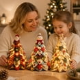 thumbnail image 7 of Quilted Fabric Christmas Tree Decoration, Patchwork Tabletop Xmas Tree with Character Topper, Light-Up & Non-Lit Holiday Centerpiece for Mantel, 7 of 7