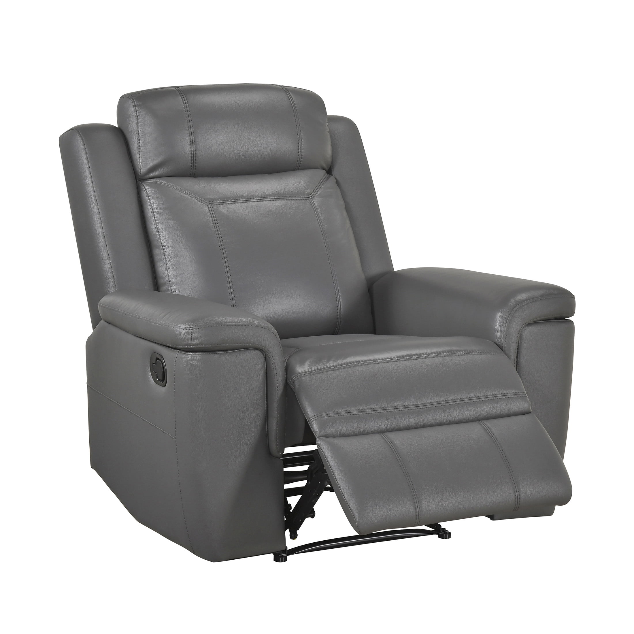 OakvillePark Livaro Leather Match Manual Reclining Chair, Dark Gray