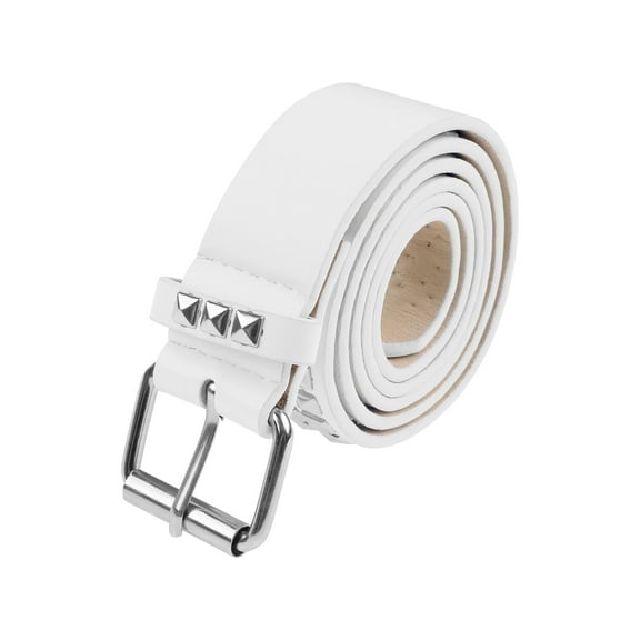 INSPIRE CHIC Women's Belts Square Beads Rivets Inlay Punk Style Decorative Belt for Dresses Skirt 105x3.3cm/41.3x1.3" White