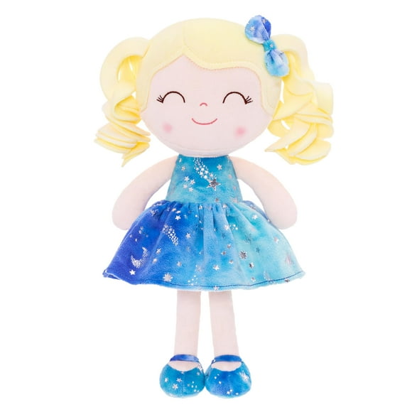 Gloveleya Doll Baby Dolls Soft Doll Baby Girl Gifts Curly Hair Hot Stamping Blue Star Dress Spring Girl 12inches