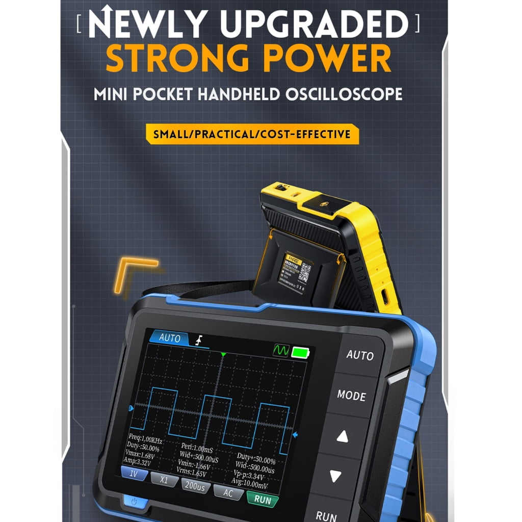 2 in 1 Digital Oscilloscope 1MHz Bandwidth Waveform Generator 1000mAh Battery