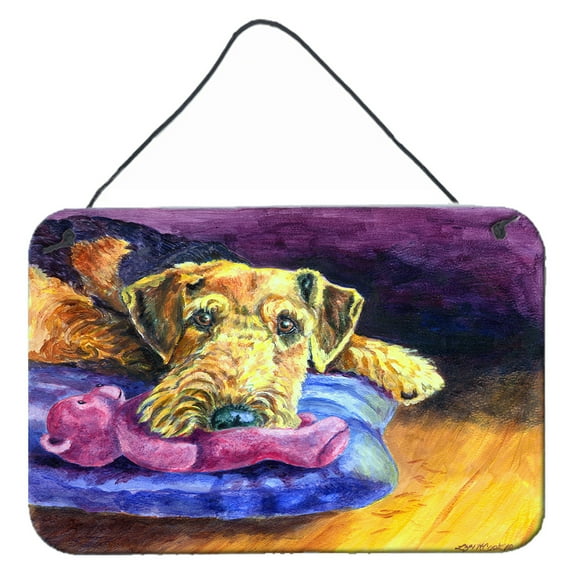 Carolines Treasures 7345DS812 Airedale Terrier Teddy Bear Wall or Door Hanging Prints 8x12 multicolor