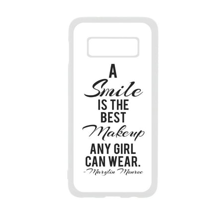 Smile is the Best Makeup Quote White Rubber Case Cover for The Samsung Galaxy s10 Plus / s10+ / s10P - Samsung Galaxy s10 Plus Accessories - Samsung Galaxy s10 Plus