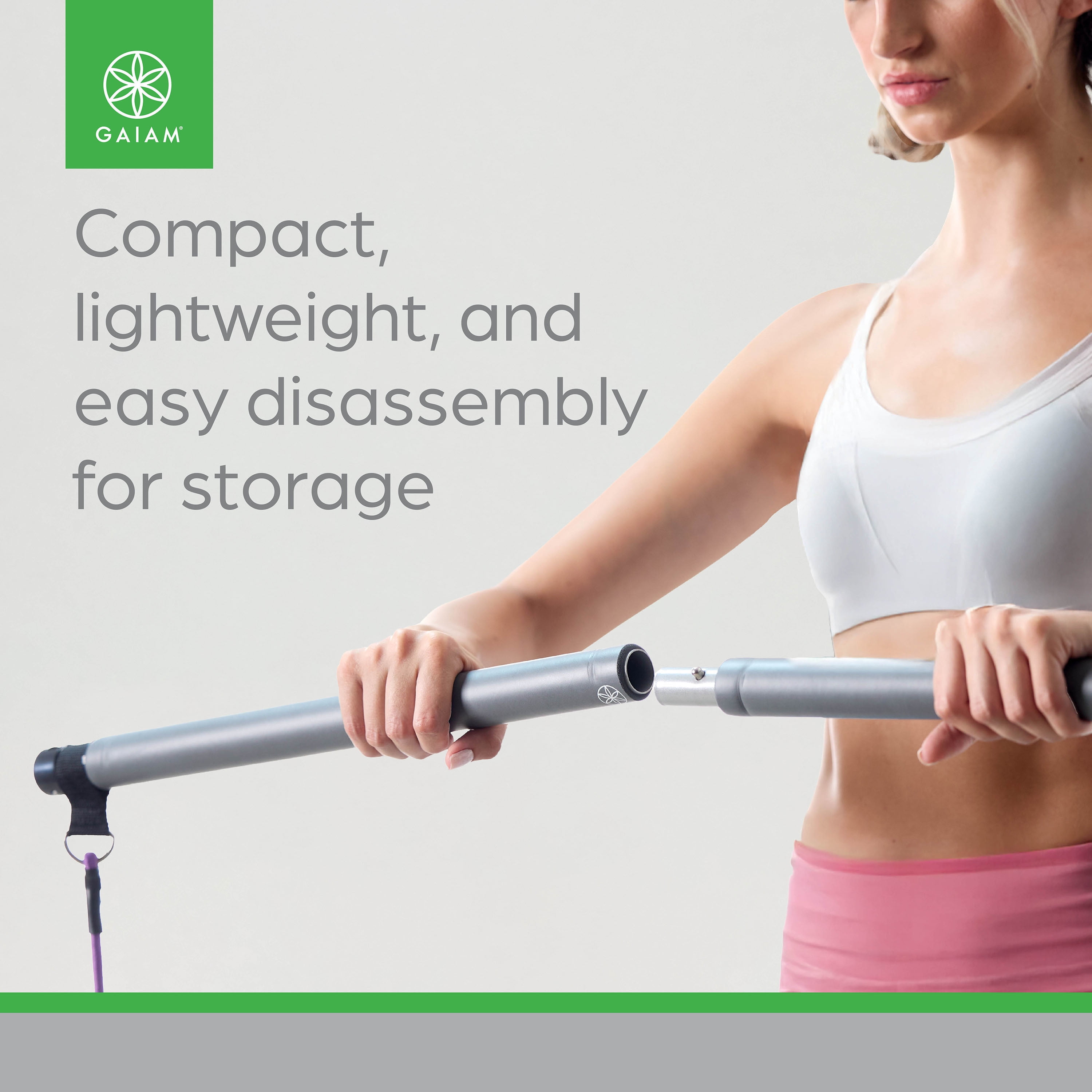 Gaiam Pilates Bar Kit, 1 Bar with 2 Resistance Cords, Exercise & Fitness Accessories, 1 set
