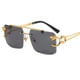 thumbnail image 2 of Gafas de sol retro con cabeza de leopardo y borde de doble haz cuadrado sin marco, 2 of 5