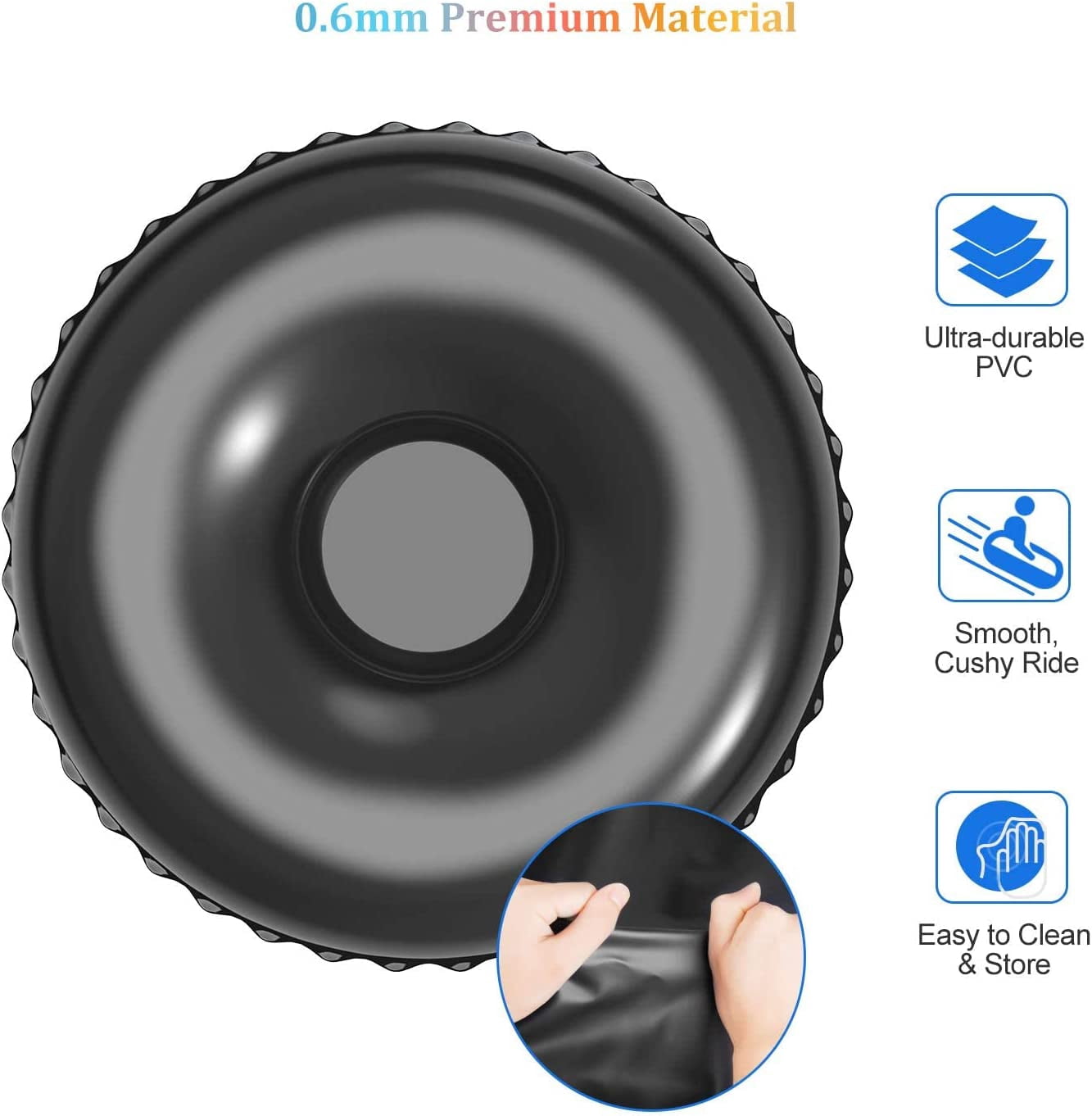 Snow Tube Heavy Duty 47" Large Size Inflatable Snow Tube for Kids and Adults, Snow Tubes with 2 Handles Made of Triple Layer Bottom & Thickening Material