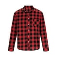 thumbnail image 5 of Mens & Boys Plaid Shirt Roll Up Long Sleeve Button Down Flannel Shirts Spring Fall Shirt Casual Blouse Tops with Pockets, 5 of 5
