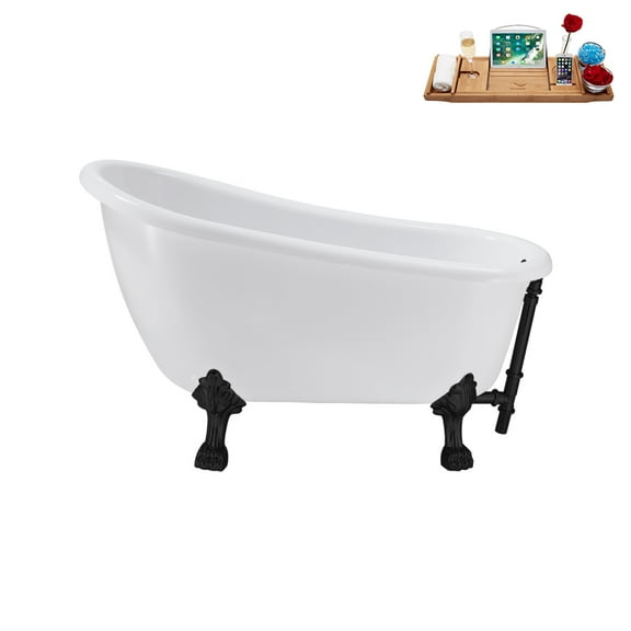 53'' Streamline N487BL-BL Soaking Clawfoot Tub and Tray with External Drain