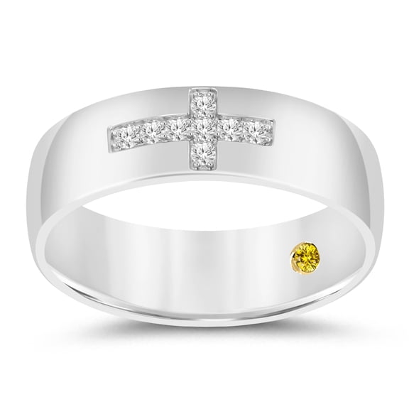 Sterling Silver Diamond Rings for Women | 1/6 CTTW Lab Grown Wedding Diamond Ring with a Cross | Ideal Diamond Jewelry Gift for Women | Ring Size 7.5