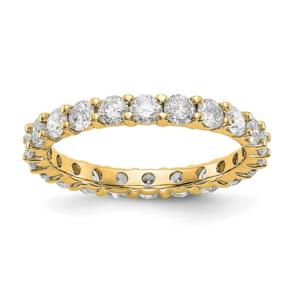 14K Yellow Gold Ring Band Eternity Diamond Round Polished Shared Prong 2ct , Size 9