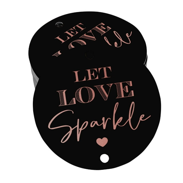Inkdotpot Pack Of 50 Real Rose Gold Foil Paper Tags Let Love Sparkle Wedding Favor Hang Tags