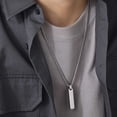 thumbnail image 2 of 2 collares de barra para hombre con colgante de barra plateada/negra de acero inoxidable con cadena de serpiente de 60 cm de longitud para hombres y mujeres, regalo de joyería unisex, 2 of 4