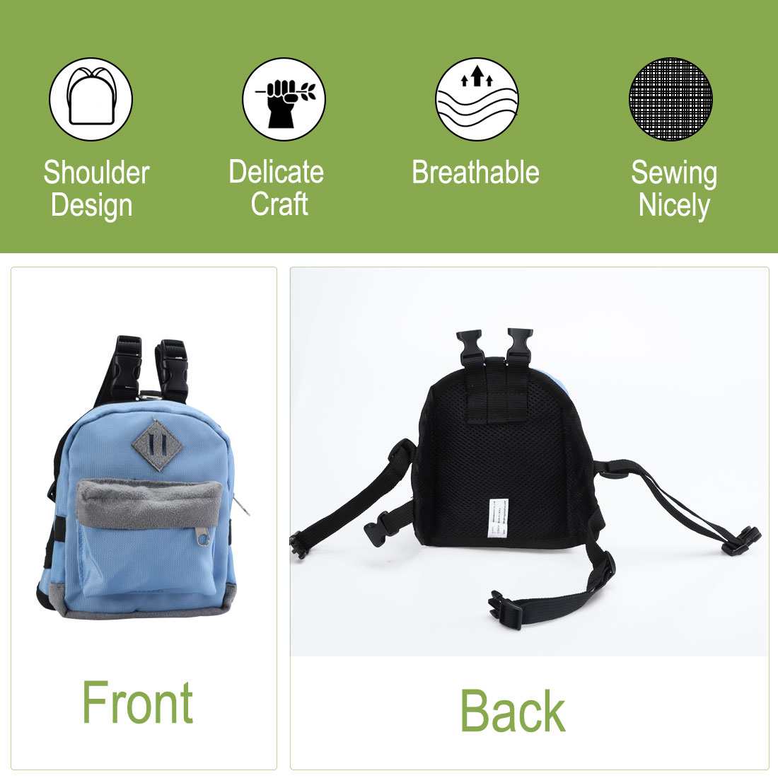 LD DOG Authorization Dog Pet Backpack Small Dog Carrier Bag Holder with Leash Rope for Outdoor Travel Camping Blue, S