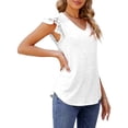 thumbnail image 4 of UVN Tank Tops for Women Summer Ruffle Short Sleeve Shirts Ladies Dressy Casual V Neck Blouses, 4 of 7