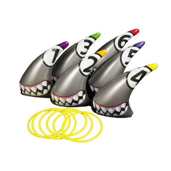 Swim Central 6ct Shark Zone Ring Toss Swimming Pool and Backyard Game 11” - Silver