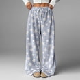 thumbnail image 3 of Misright Women's Fuzzy Plush Pajama Pants Drawstring Elastic Waist Wide Leg Teddy Bottoms Pants, 3 of 8