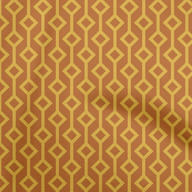 oneOone Viscose Chiffon Mustard Yellow Fabric Geometric Craft Projects Decor Fabric Printed By The Yard 42 Inch Wide