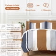 thumbnail image 6 of 3 Piece Modern Brown Blue Duvet Cover Set Queen Size,Microfiber Comforter/Quilt Cover with Corner Ties and 2 Pillowcases,Boho Contemporary Geometric Striped All Season Bedding with Zipper Closure, 6 of 8