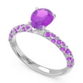 thumbnail image 2 of 1.30 Carat Pear Cut Amethyst Gemstone Beautiful Anniversary Ring for Ladies Solid 14K White Gold Size 10.5 by Diamond-Capitals, 2 of 8