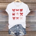 thumbnail image 2 of asdoklhq Valentines Womens T Shirts Plaid Heart Print Women's Bow Fashion Casual Printed Round Neck Short Sleeved T-shirt Top White XL, 2 of 6