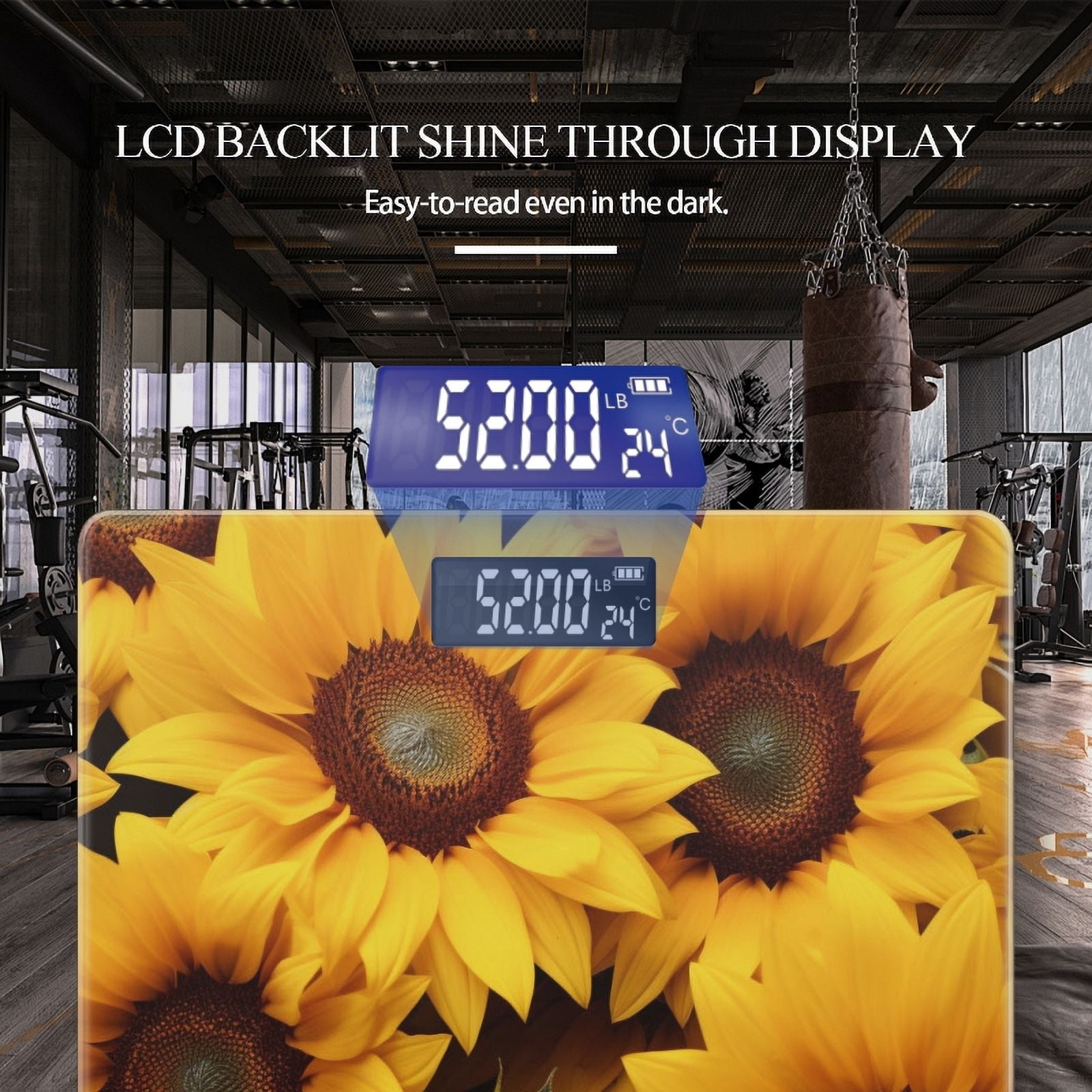 Bathroom Scale, Highly Accurate Digital Body Scale,Precisely Measures Weight up to 400 lbs-Vibrant Bouquet Of Sunflowers