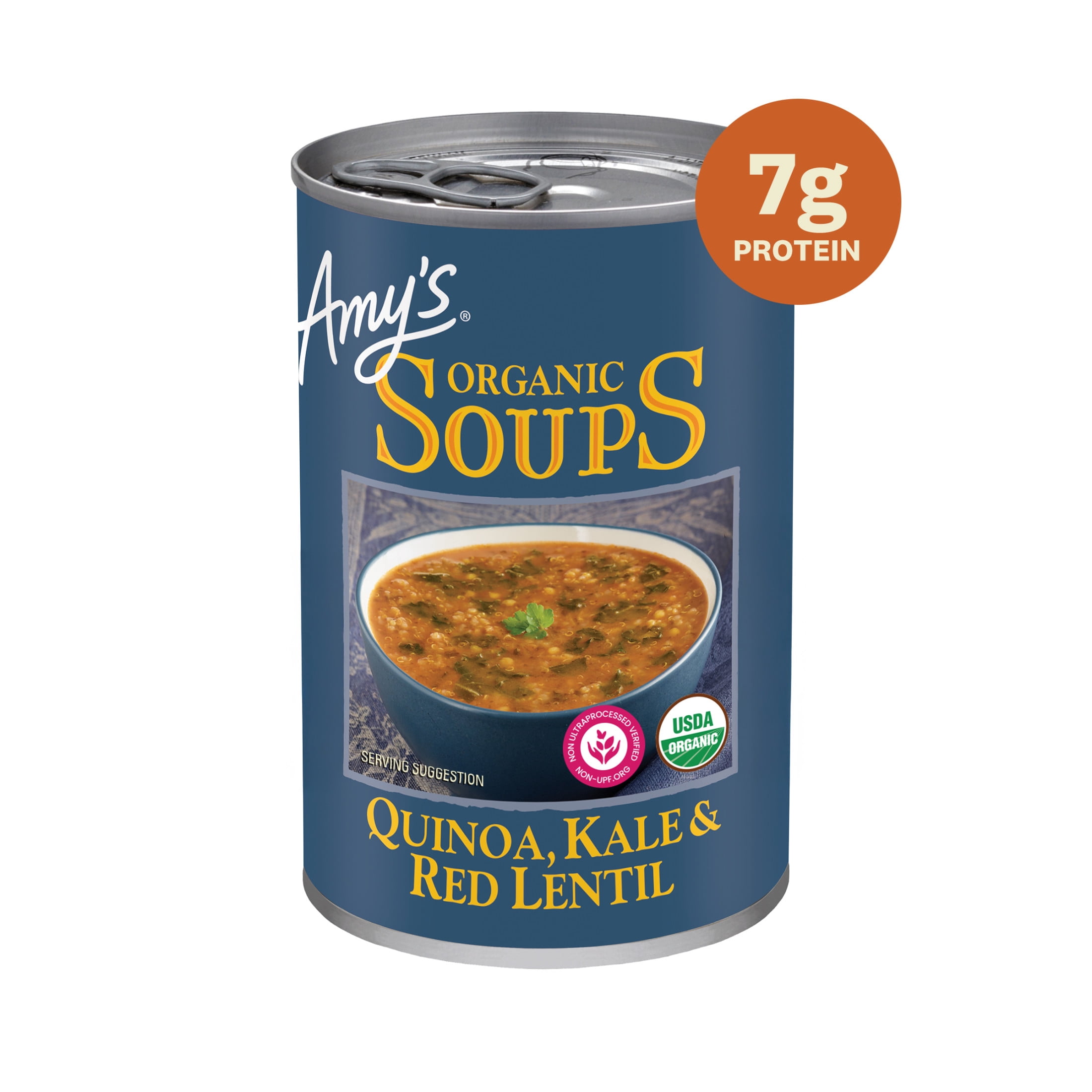 (4 pack) Amy’s Soup, Plant-Based Organic Quinoa, Kale & Red Lentil Soup, Gluten Free, Made With Organic Green Lentils and Vegetables, Canned Organic Soup, 14.4 Oz